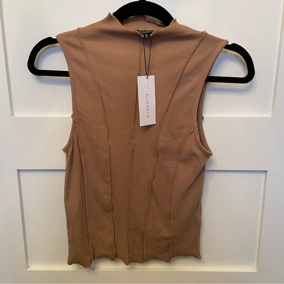 Dynamite Beige Funnel Neck Tank Top - Picture 3 of 8